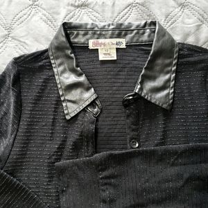 Ragdoll & Rockets faux leather collar shirt